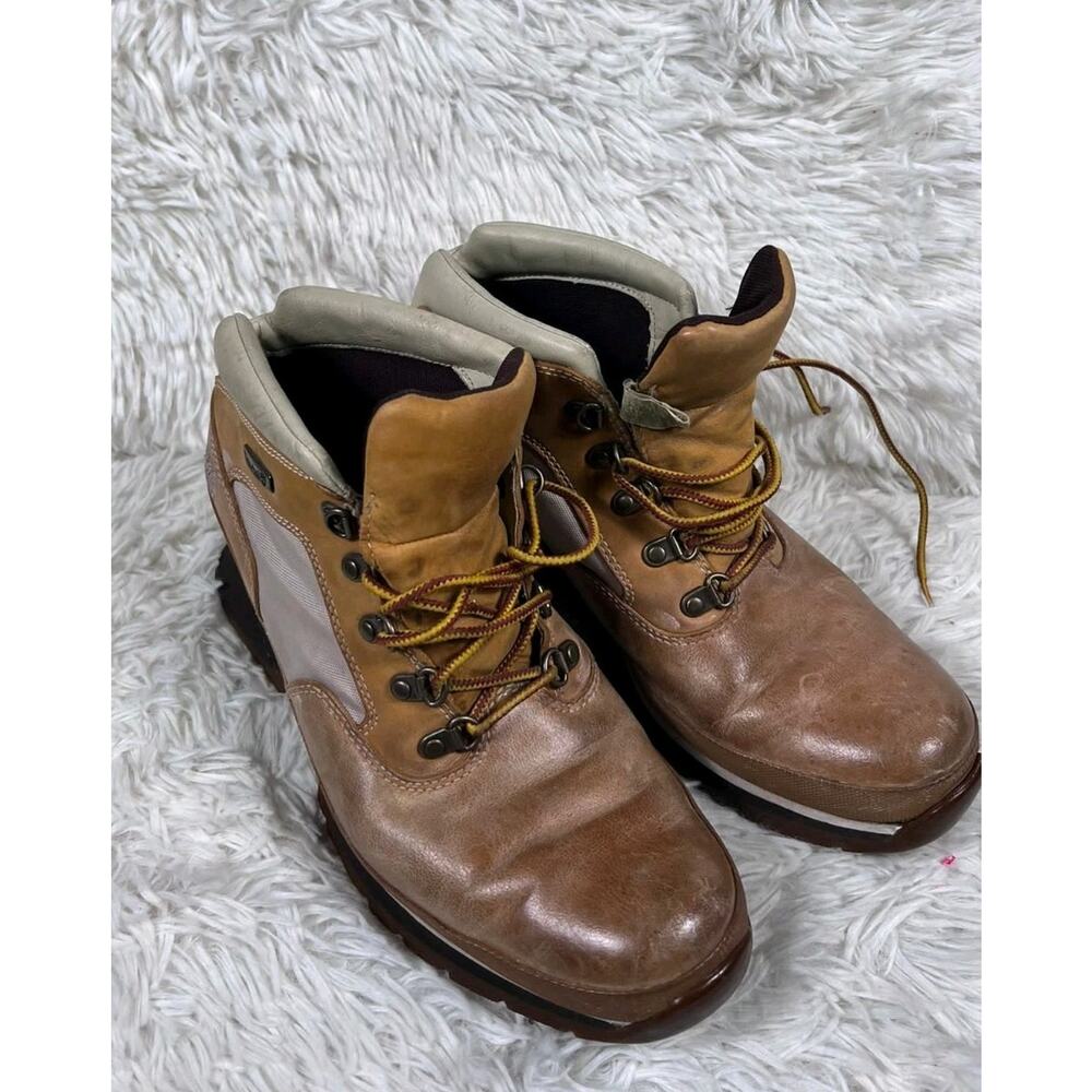 Timberland Wheat Tan Nubuck Leather Ankle Boots High Heel Women's Size 8 M #1934